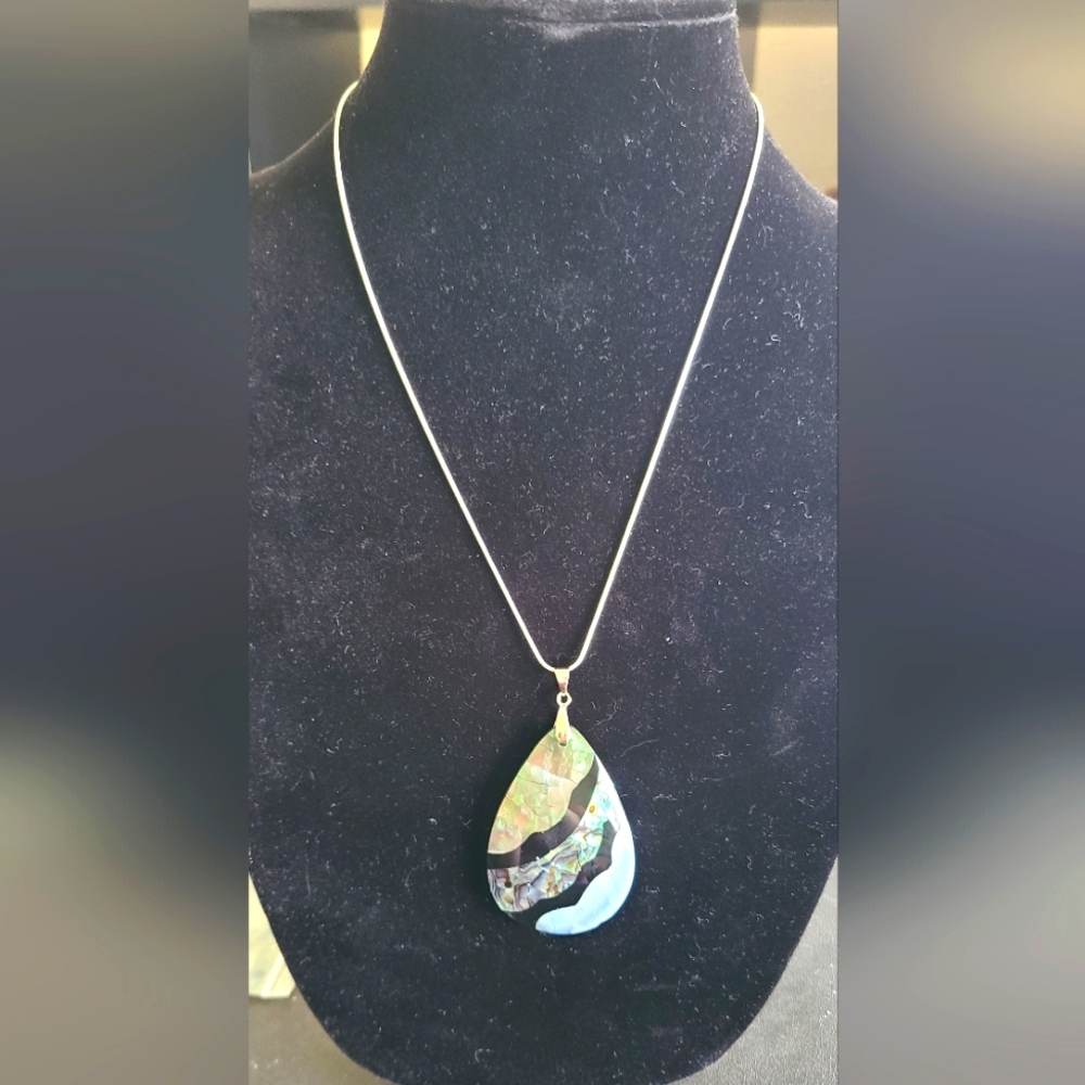 Abalone Teardrop Pendant Necklace